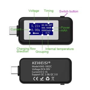 טסטר  usb  בודק מתח , עם צג.
